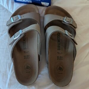 Birkenstock Arizona Vegan Sandals in Beige Taupe